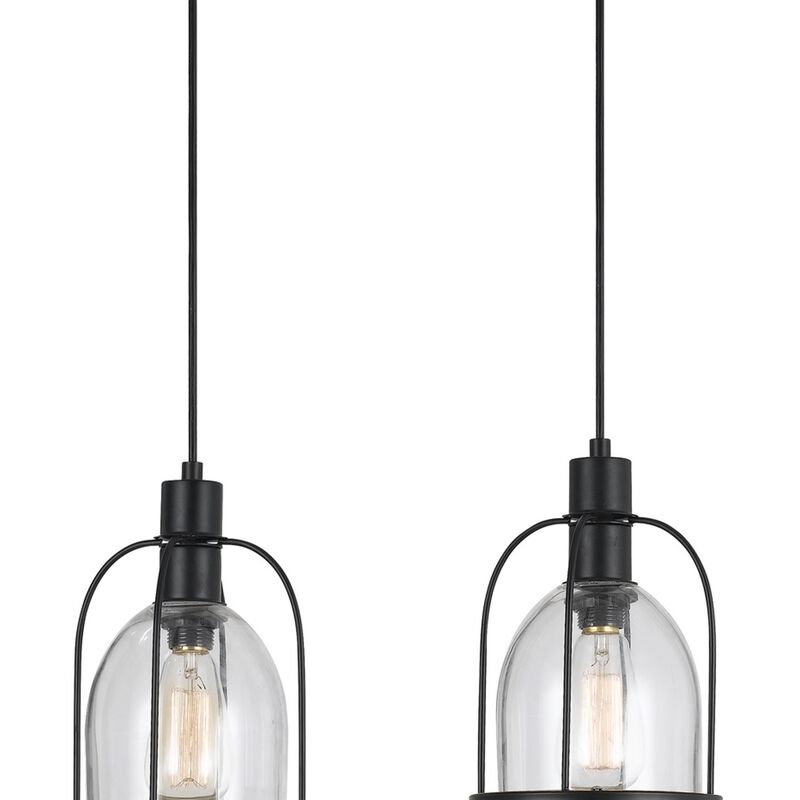 Metal Pendant Fixture with 4 Lantern Design Glass Shade