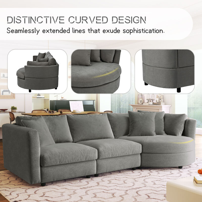 Merax Modern Fabric Sofa with Three Pillows