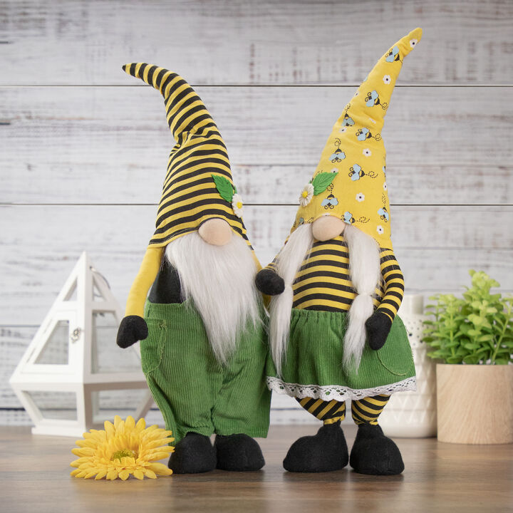 19.25" Girl Bumblebee and Daisy Hat Springtime Gnome