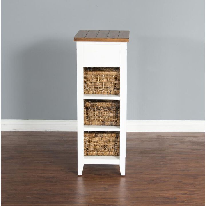 Sunny Designs Farmhouse Wood Storage Rack with Woven Baskets