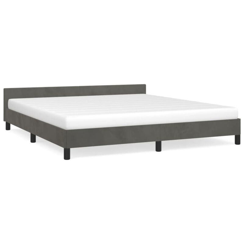 vidaXL Bed Frame with Headboard Dark Gray 76"x79.9" King Velvet