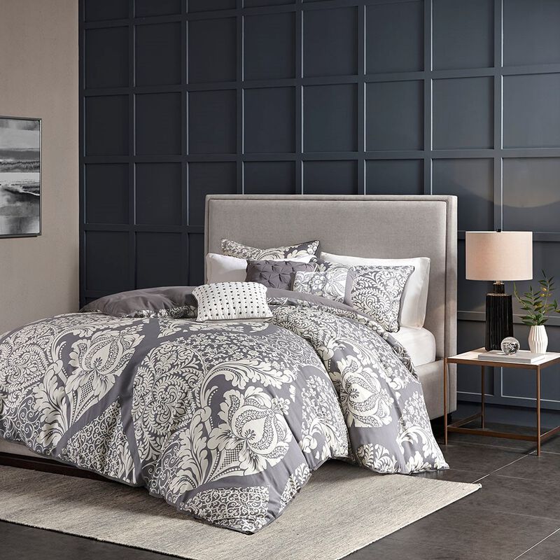 Gracie Mills Muriel Damask Delight 6-Piece Duvet Cover Set