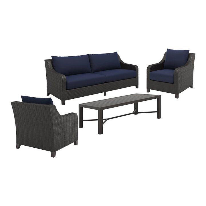 New Classic Furniture Skye 4 Pc Set-Sofa, 2 Chairs, Coffee Table-Blue