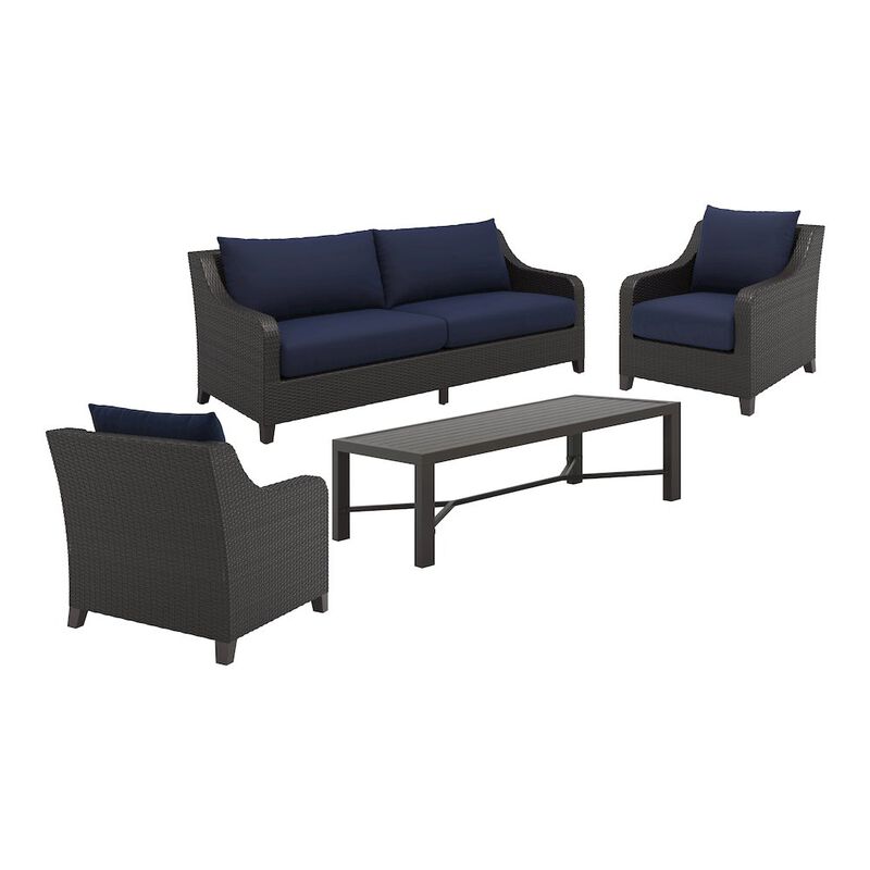 New Classic Furniture Skye 4 Pc Set-Sofa, 2 Chairs, Coffee Table-Blue