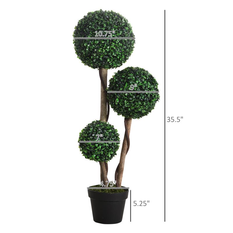 Artificial Home Decor: 3ft Boxwood Topiary Tree in Pot for Indoor/Outdoor