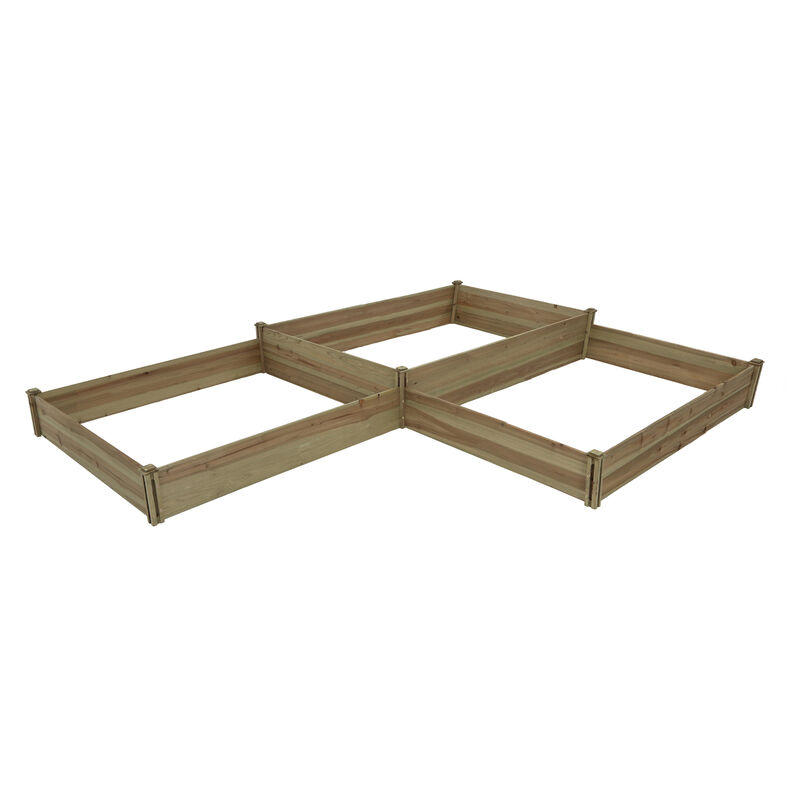 LuxenHome Wood Three Section L-Shaped Raised Garden Bed