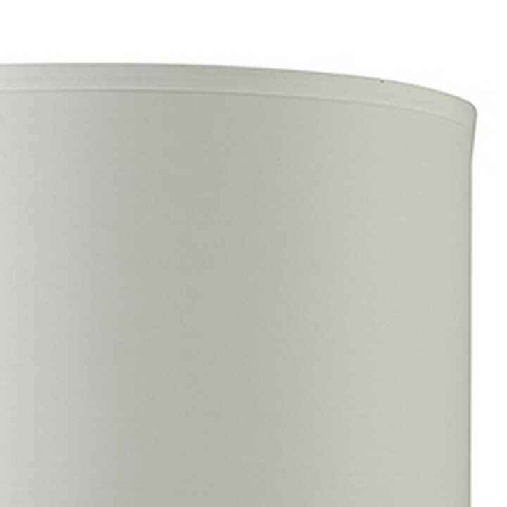 Table Lamp with Pot Bellied Glass Body, Clear and White-Benzara