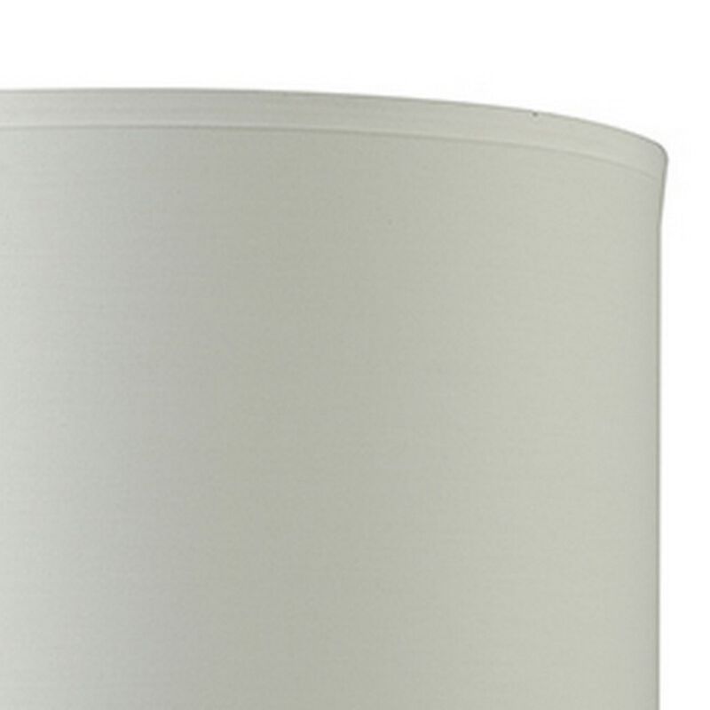 Table Lamp with Pot Bellied Glass Body, Clear and White-Benzara