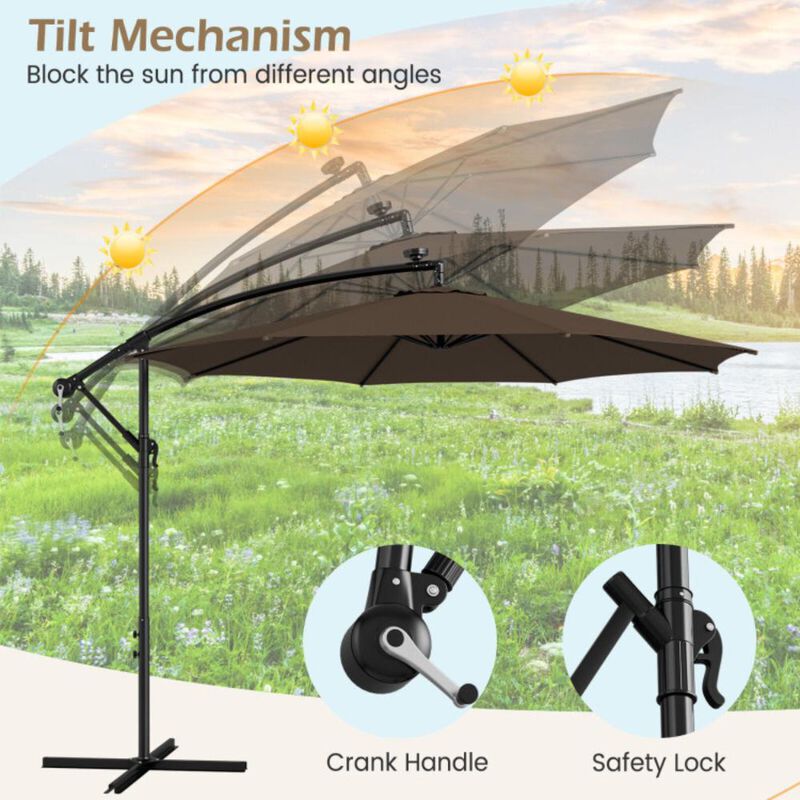 Hivvago 10 Feet Patio Umbrella with 112 Solar-Powered LED Lights