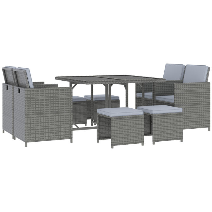 9pc Outdoor Patio Furniture Garden Wicker Dining Set Rattan Table Cushioned Seat