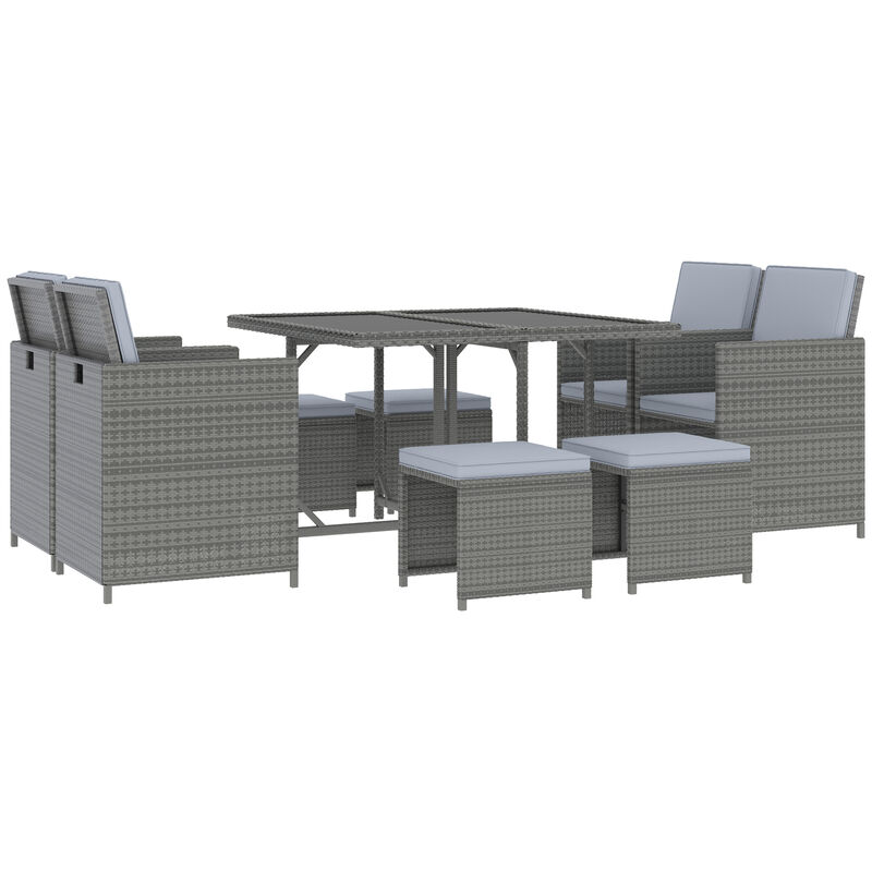 9pc Outdoor Patio Furniture Garden Wicker Dining Set Rattan Table Cushioned Seat