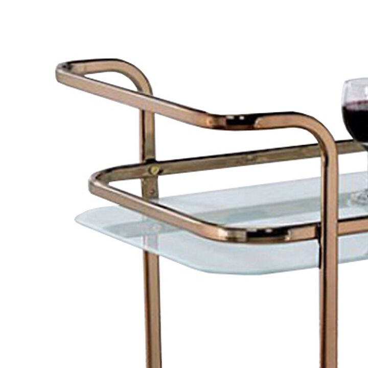 Tiana Contemporary Serving Cart In Champagne Finish - Benzara