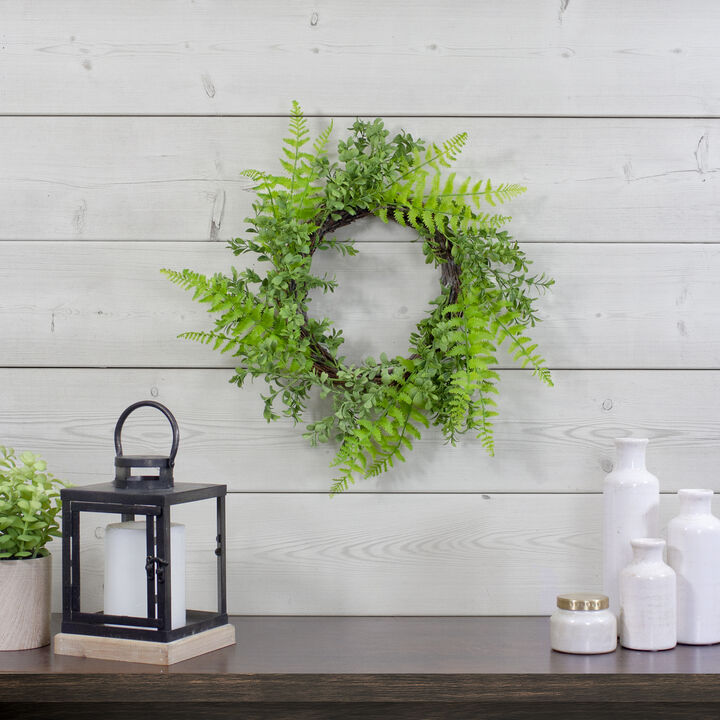 Fern Leaf Artificial Springtime Wreath  Green - 18-Inch