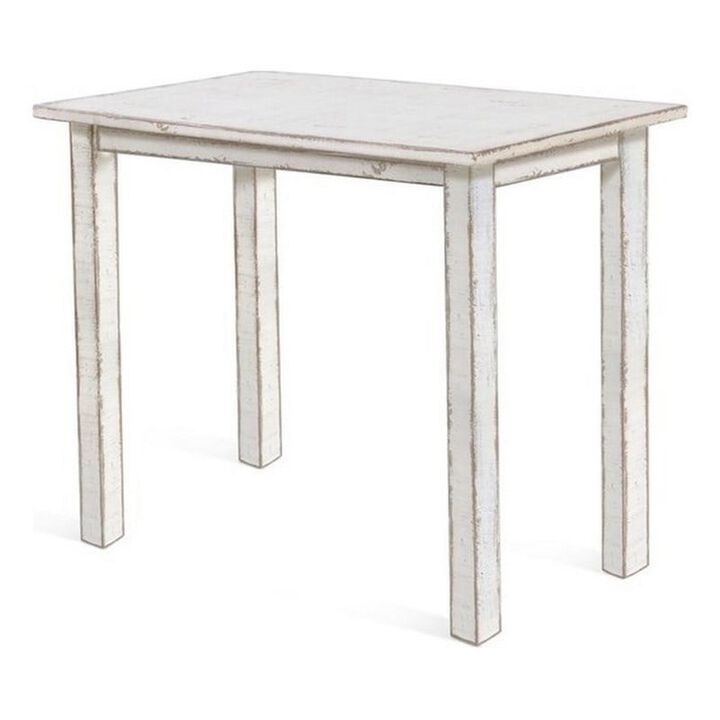 Rena Counter Table, 48 Inch Rectangular White Sand Mahogany Wood - Benzara
