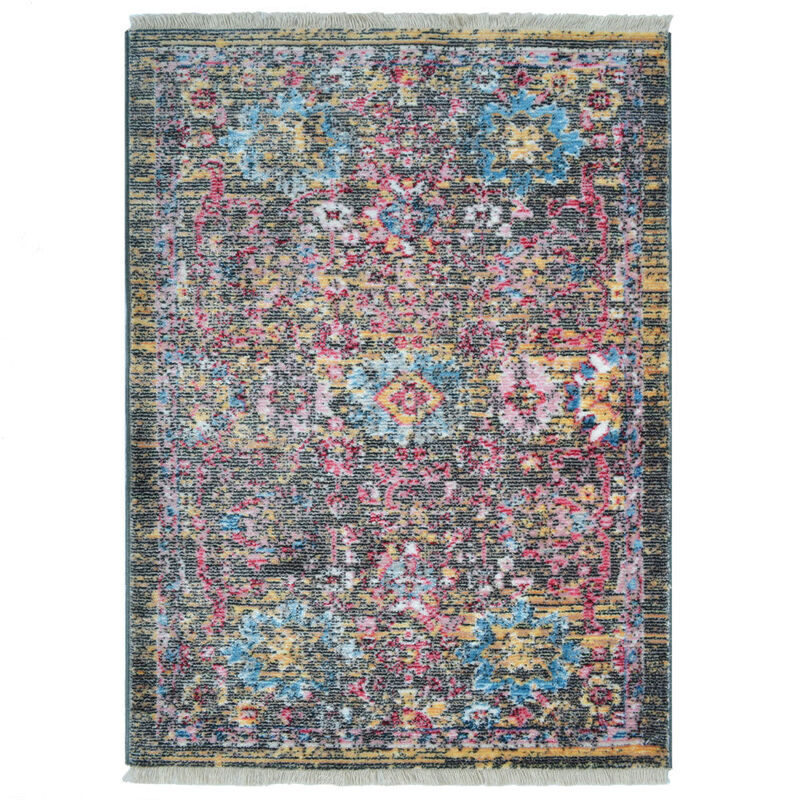 RUGSOTIC CARPETS MACHINE MADE POLYESTER AREA RUGS  - 1'8''x2'10'', Rectangle Shape, Multicolor Color, Classic Oriental Traditional  Design, Low Pile Machine Made Area Rugs (M00086)