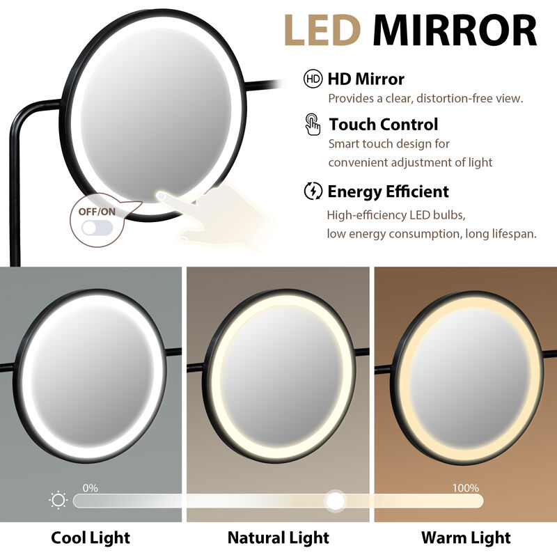 Merax Makeup Vanity Desk with 3-Mode Lighted Mirror