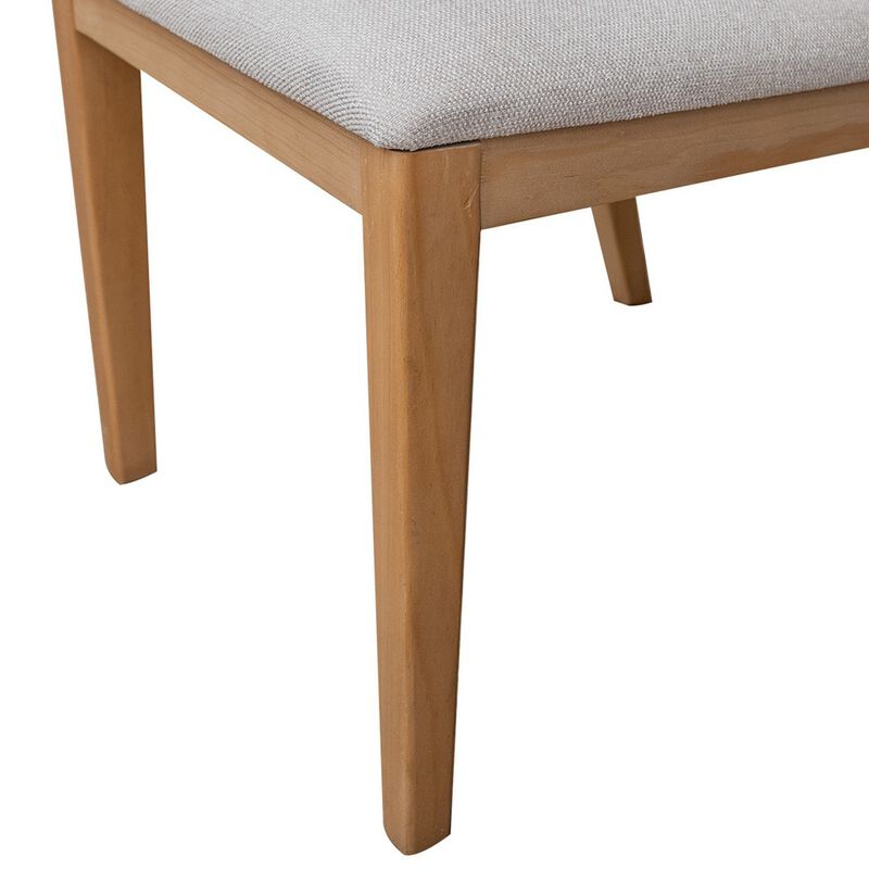 Izya Dining Side Chair Set of 2, Fluted, White Polyester, Brown Solid Wood