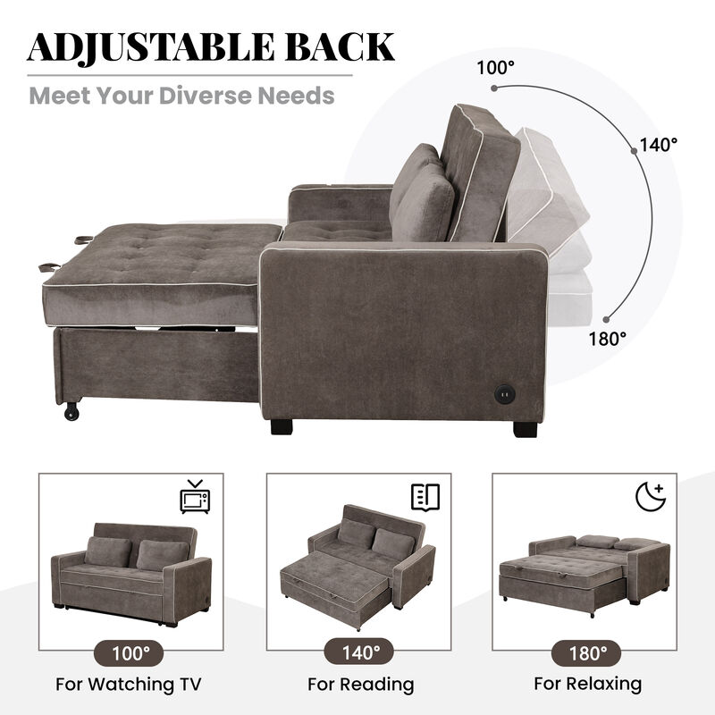 Merax Pull Out Sleeper Sofa Bed with Dual USB Charging Port