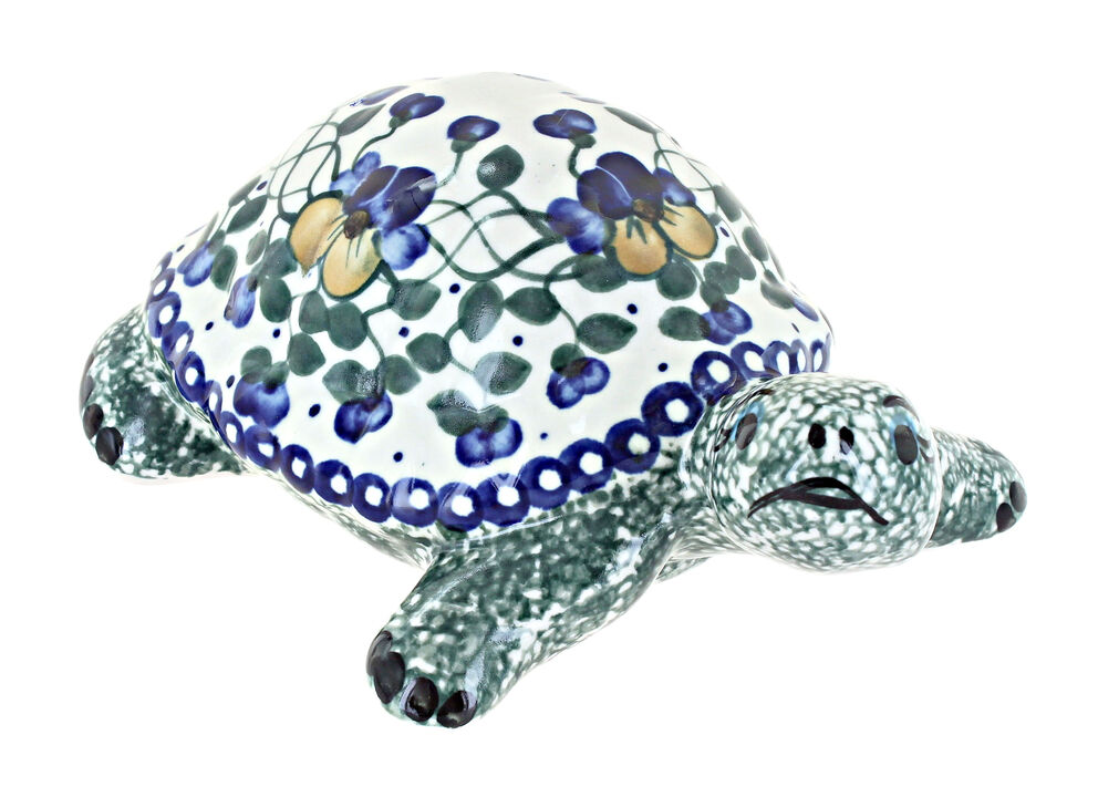 Blue Rose Polish Pottery Hyacinth Turtle Figurine