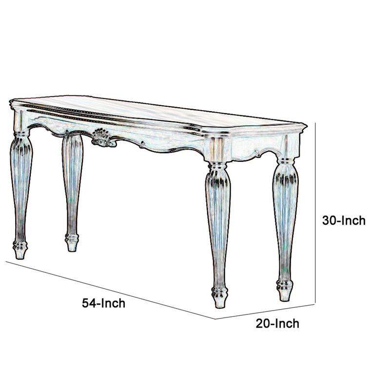 Wooden Sofa Table with Carved Details, Cherry Brown-Benzara