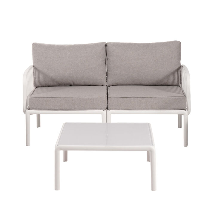Merax Modern Outdoor Patio Sectional Furniture Set with Square Coffee Table
