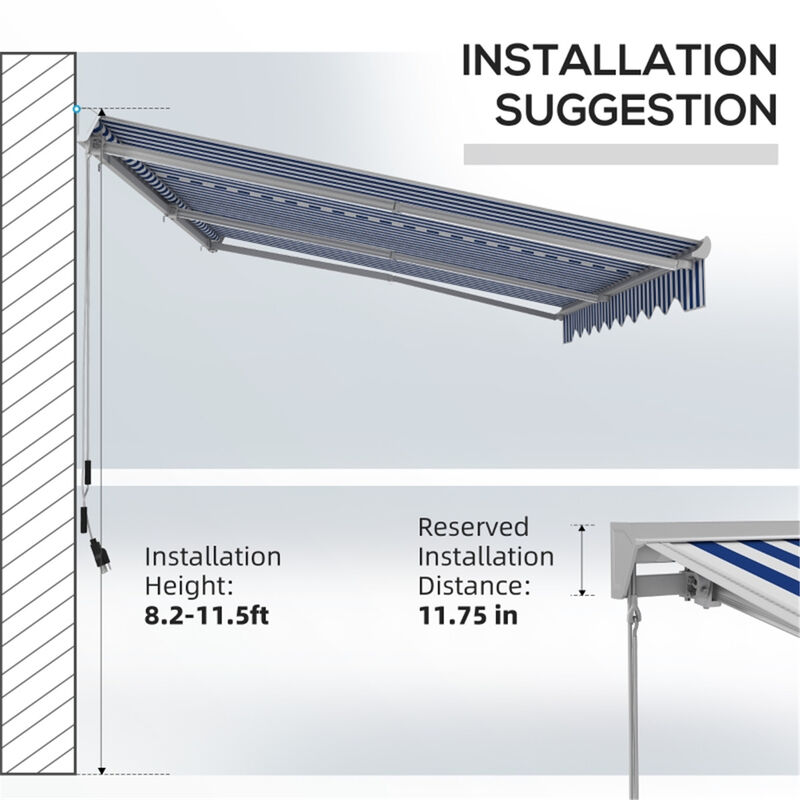Motorized Patio Awning, Waterproof & UV-Resistant Retractable Canopy for Outdoor Shade