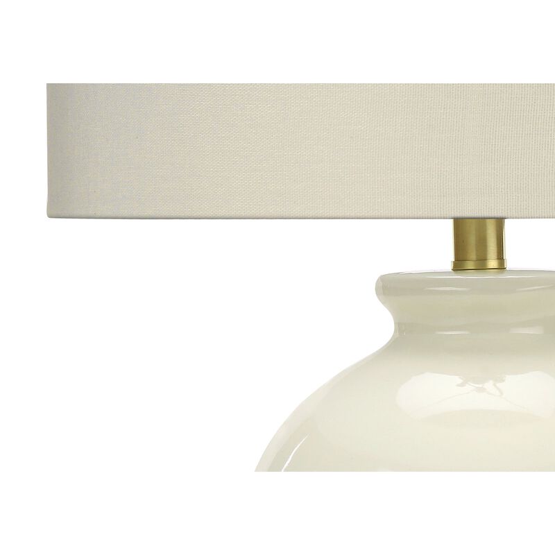 Monarch Specialties I 9625 - Lighting, 26"H, Table Lamp, Ivory / Cream Shade, Cream Ceramic, Transitional