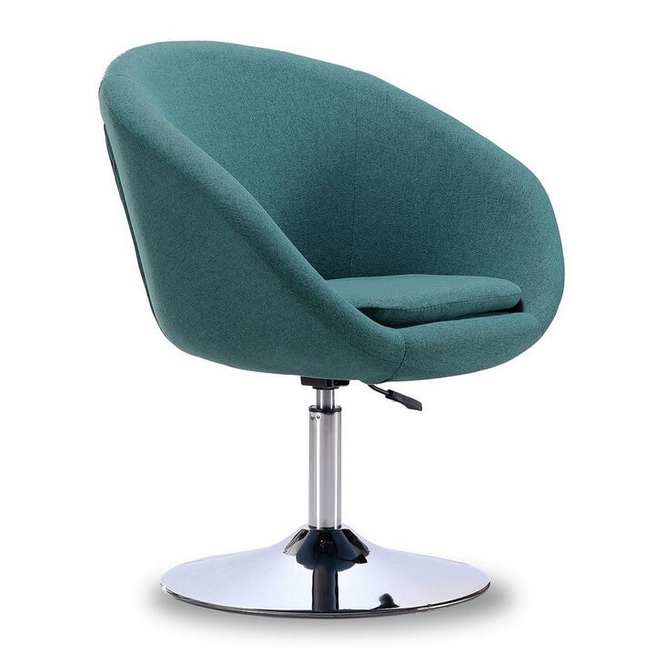 Hopper Sky Blue and Polished Chrome Twill Adjustable Height Chair - Benzara