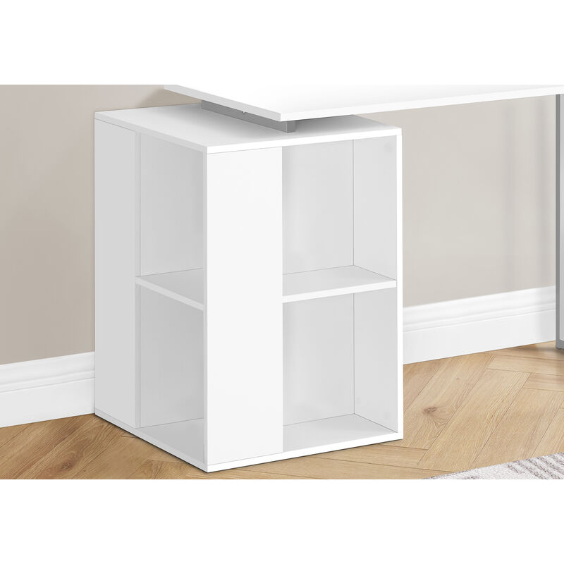 Monarch Specialties I 7600 Computer Desk, Home Office, Left, Right Set-up, Storage Shelves, 55"L, Work, Laptop, Metal, Laminate, White, Grey, Contemporary, Modern