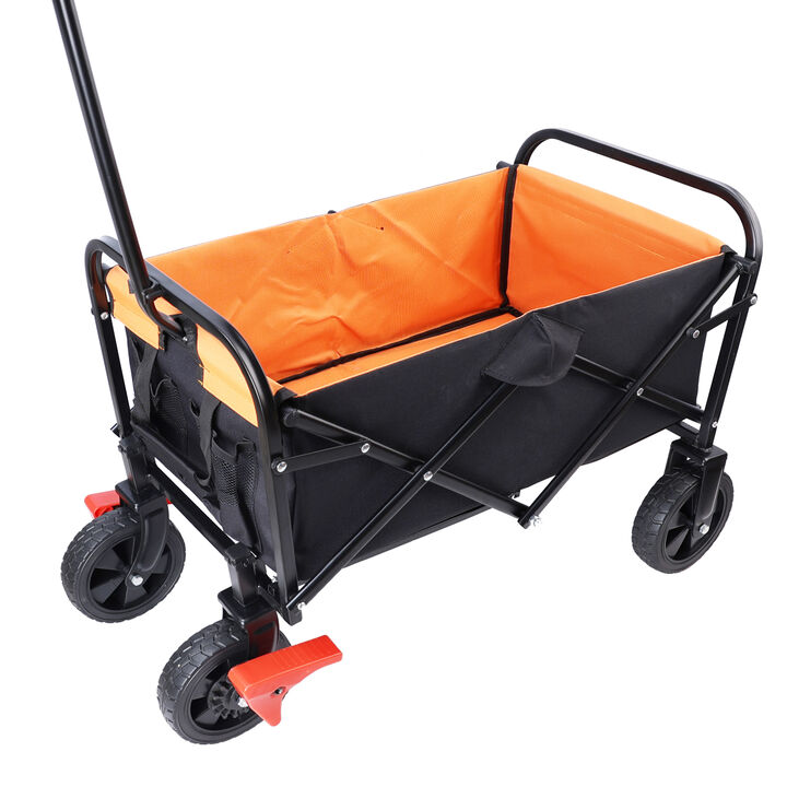 Streamdale Mini Folding Wagon Garden Shopping Beach Cart (Black+Yellow+Brake)