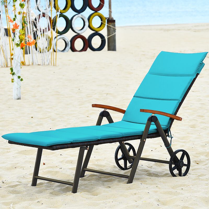 Outdoor Chaise Lounge Chair Rattan Lounger Recliner Chair