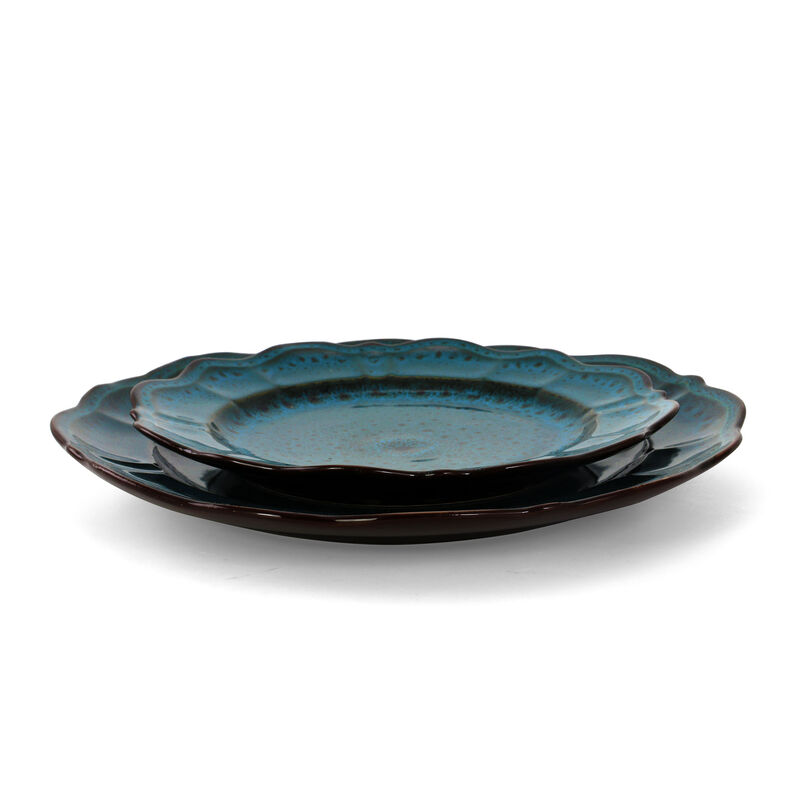 Elama Lavish Blue 16 Piece Dinnerware set with Complete Setting for 4