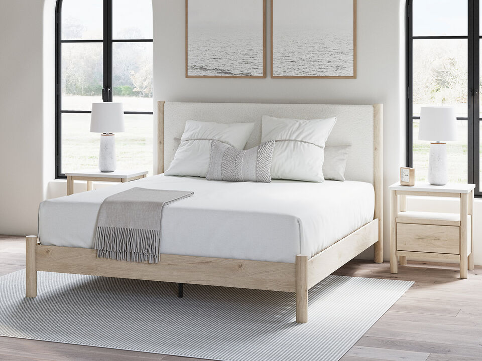 King Upholstered Panel Bed