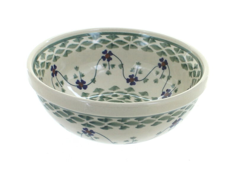 Blue Rose Polish Pottery Red Daisy Dessert Bowl