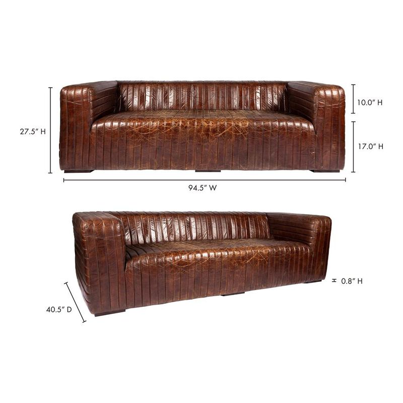 Moe's Home Collection Castle Sofa Dark Brown