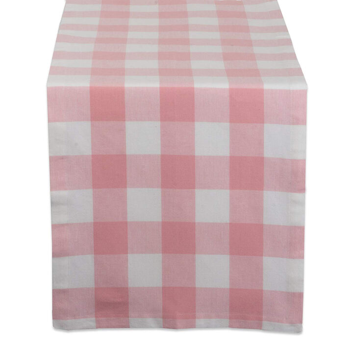 108" Pink and White Buffalo Check Rectangular Table Runner