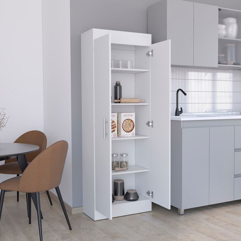 Nepal Pantry Cabinet, Space-Efficient 2-Door Design with Multiple Shelves-White