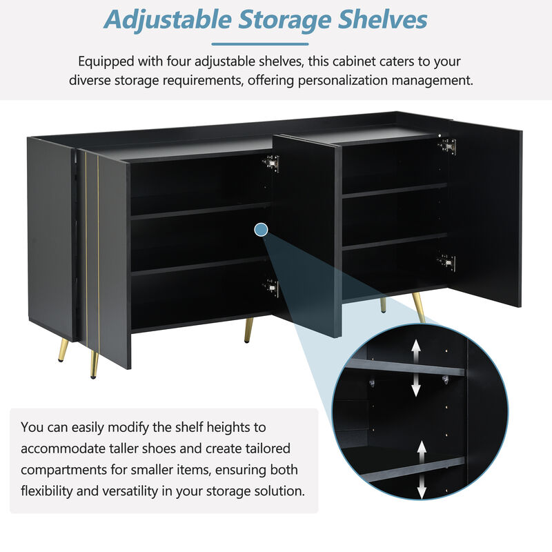 Merax Luxurious Shoe Cabinet TV Stand  Sideboard with 5 Metal Legs