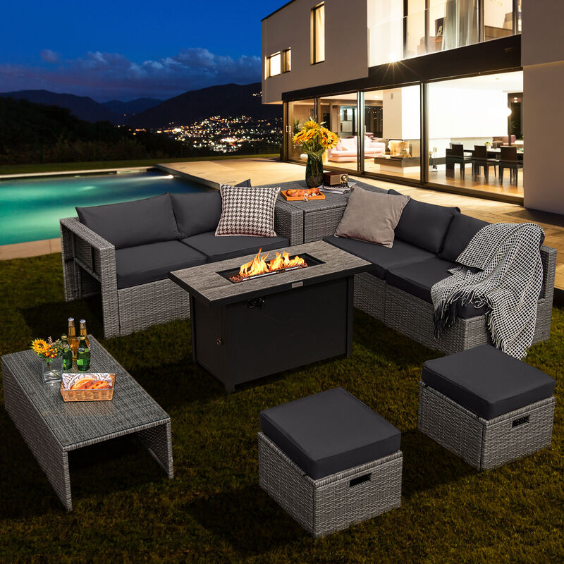 9-Piece Patio Furniture Set with Cushions for Outdoor Dining & Lounge