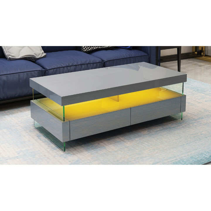 Gray LED coffee table with modern style