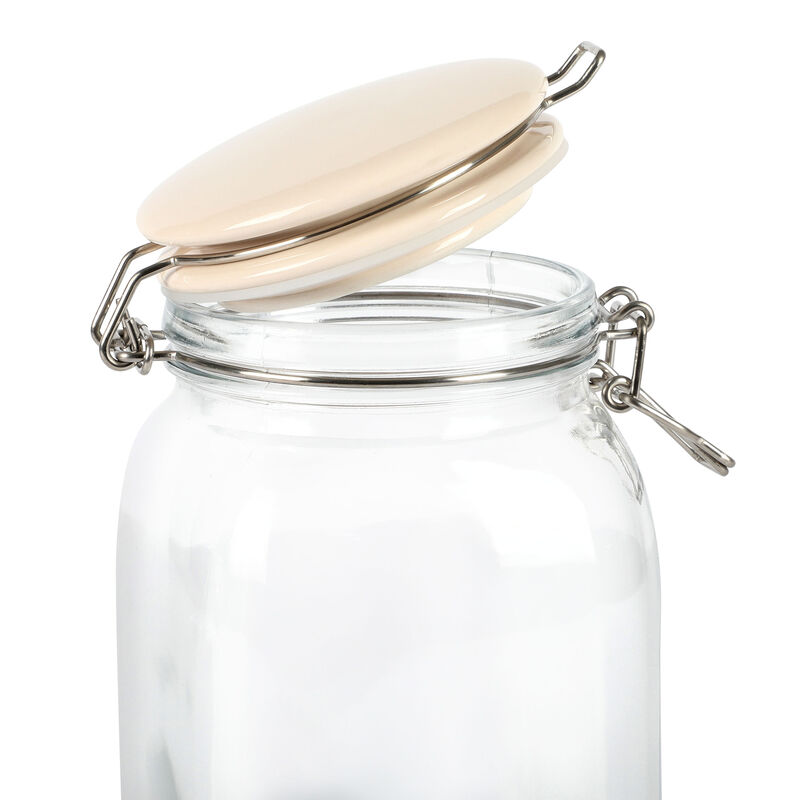 Martha Stewart Rindleton 3 Piece Glass Canister Set with Ceramic Lids in Off-White