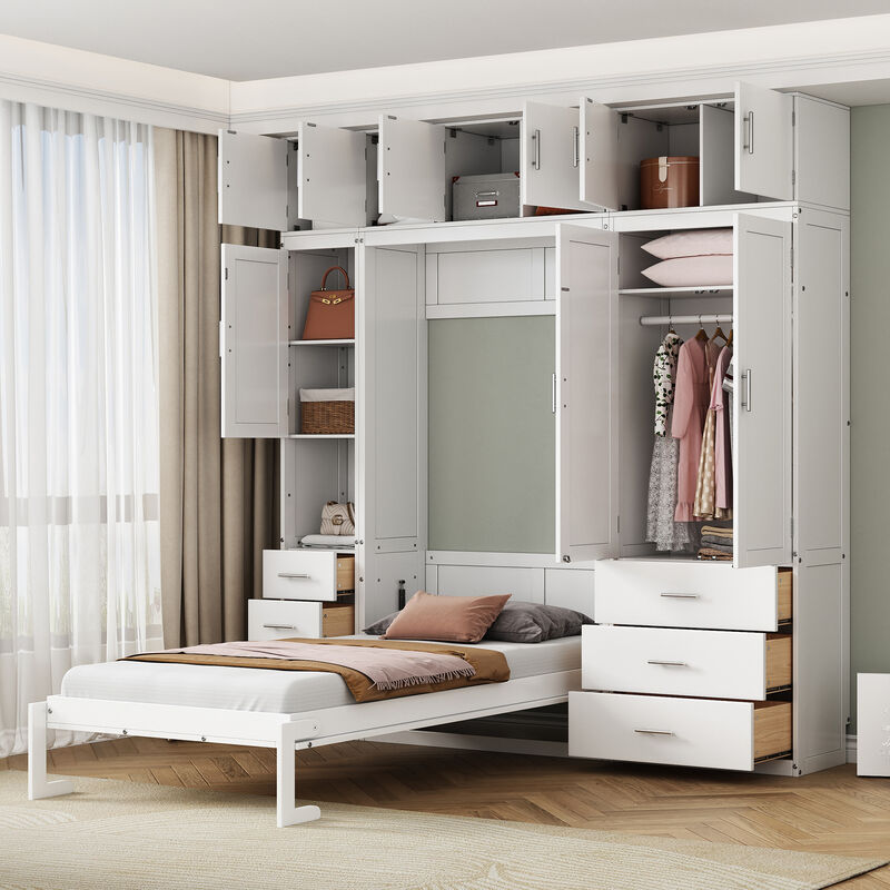 Merax Murphy Bed with Lockers and Wardrobes