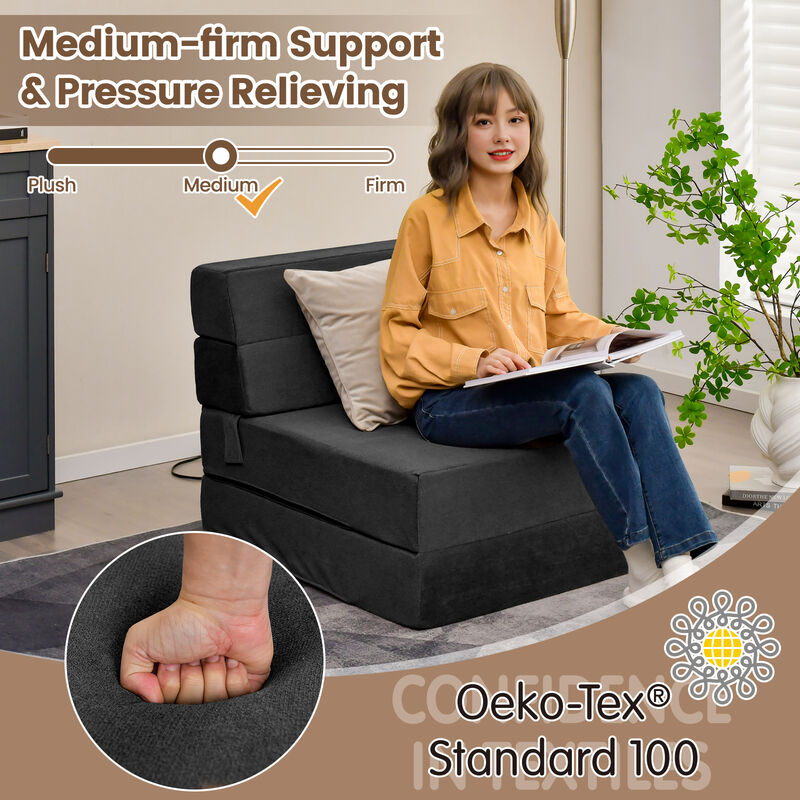 Tri-fold Folding Sleeper Sofa Bed for Living Room Bedroom