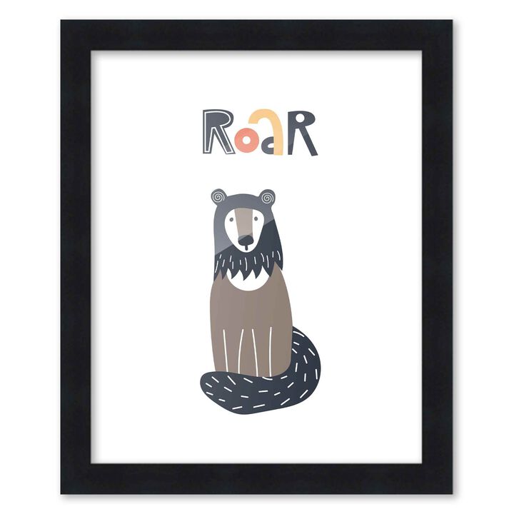 8x10 Framed Nursery Wall Little Explorer Roar Poster in Black Wood Frame For Kid Bedroom or Playroom