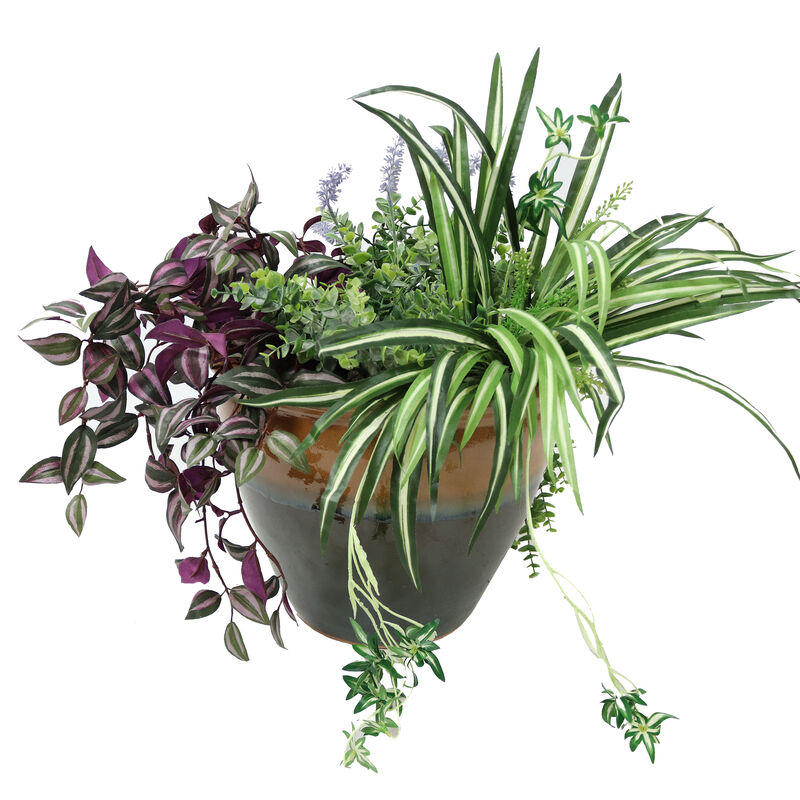 Sunnydaze 15 in Chalet High-Fired Glaze Ceramic Planter