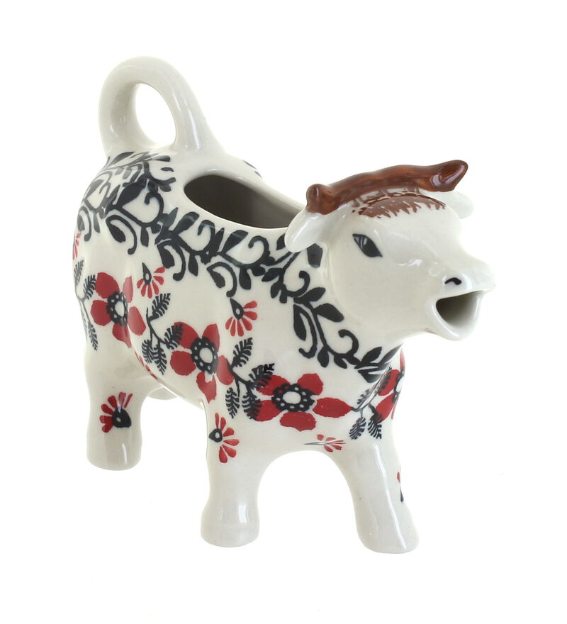 Blue Rose Polish Pottery Garden Bouquet Cow Creamer