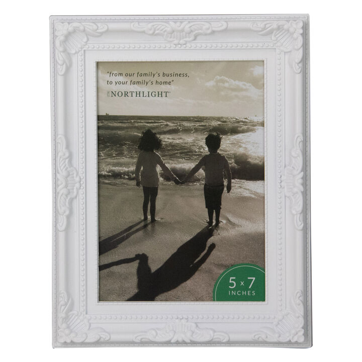 8.5" Classical Rectangular 5" x 7" Photo Picture Frame - White 8.5" Classical Rectangular 5" x 7" Photo Picture Frame - White