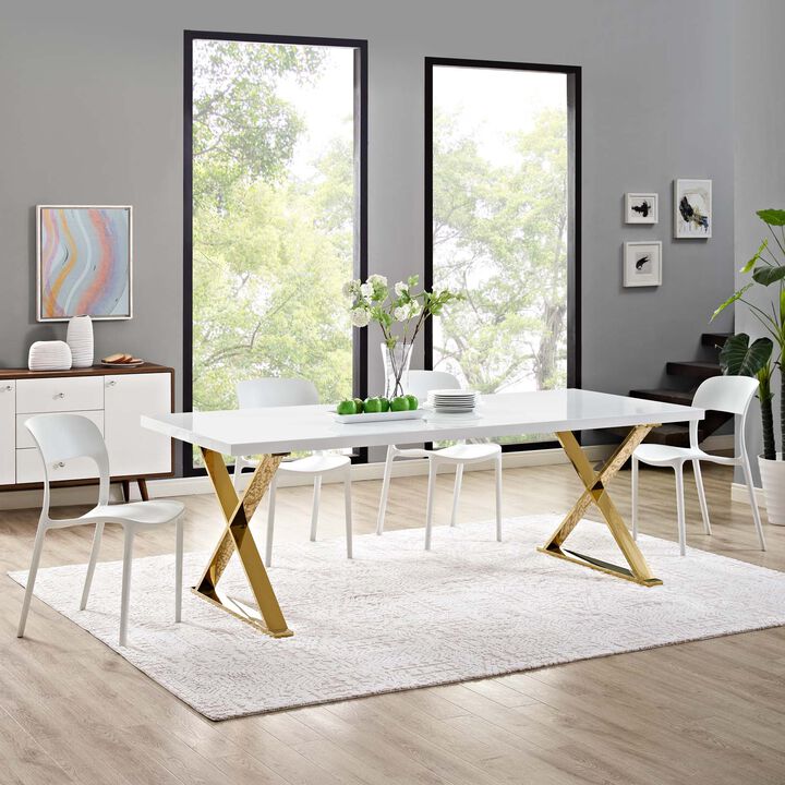 Modway - Sector Dining Table White Gold