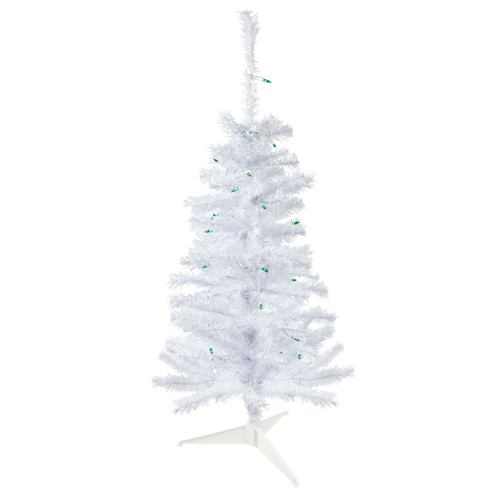 3' Pre-Lit Woodbury White Pine Slim Artificial Christmas Tree  Green Lights