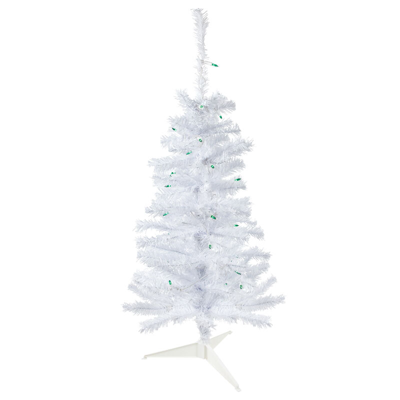 3' Pre-Lit Woodbury White Pine Slim Artificial Christmas Tree  Green Lights